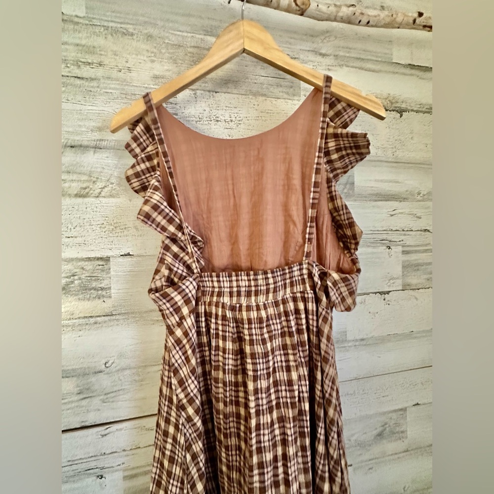 The  Odells Free People Plaid Brooke Maxi Dress Small Cottagecore Retro - Picture 2 of 4